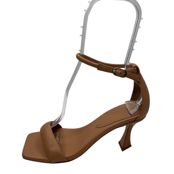 Marc Fisher Tan Leather LTD Derine Ankle Strap Square Toe Heeled Sandals 6.5M - Picture 2 of 14
